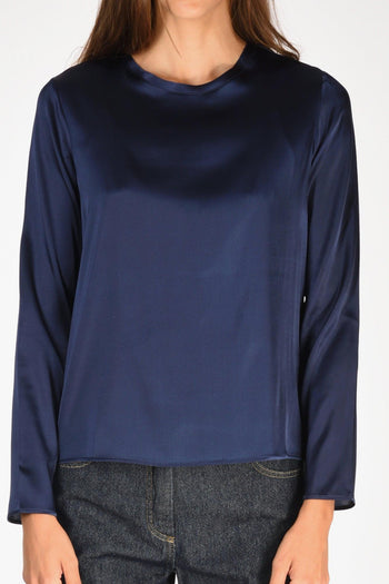 Camicia Seta Blu Donna - 3