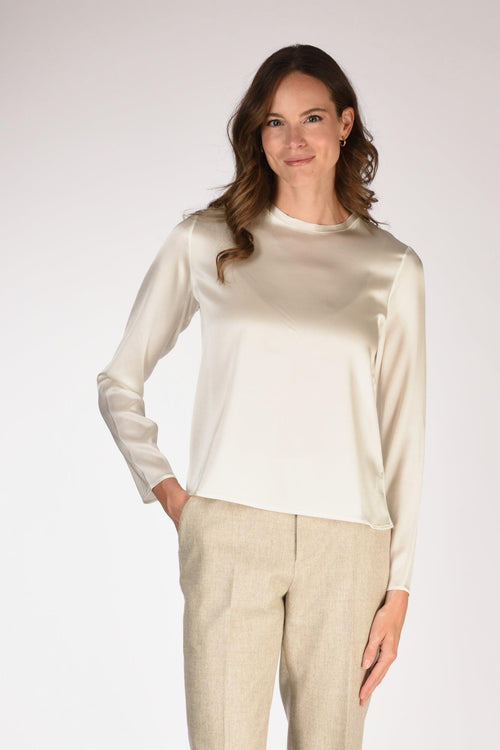 Camicia Seta Bianco Latte Donna