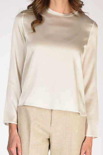 Camicia Seta Bianco Latte Donna - 3