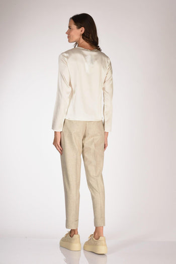 Camicia Seta Bianco Latte Donna - 5