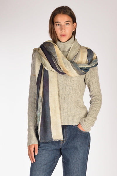 Sciarpa Stampata Marrone/multicolor Donna
