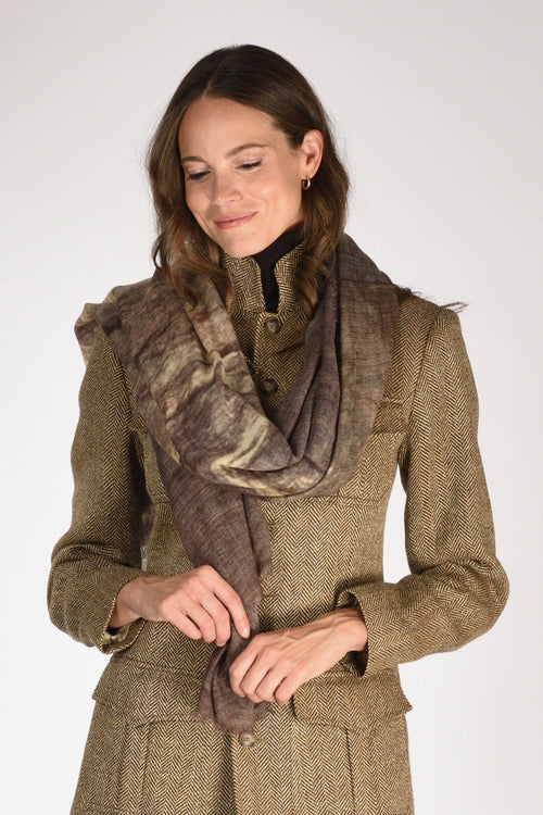 Sciarpa Stampata Marrone Donna