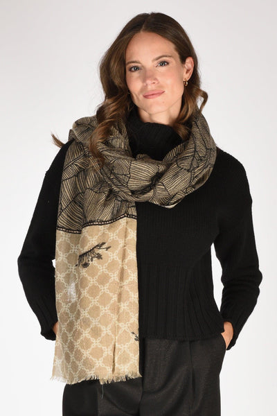 Sciarpa Stampata Beige Donna