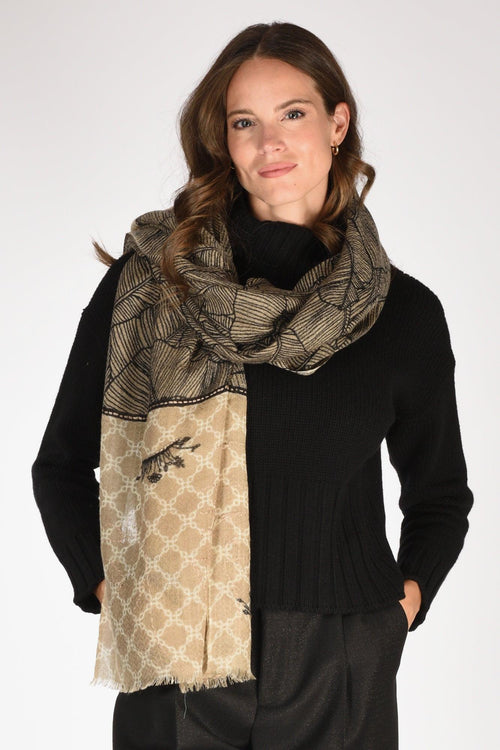 Sciarpa Stampata Beige Donna