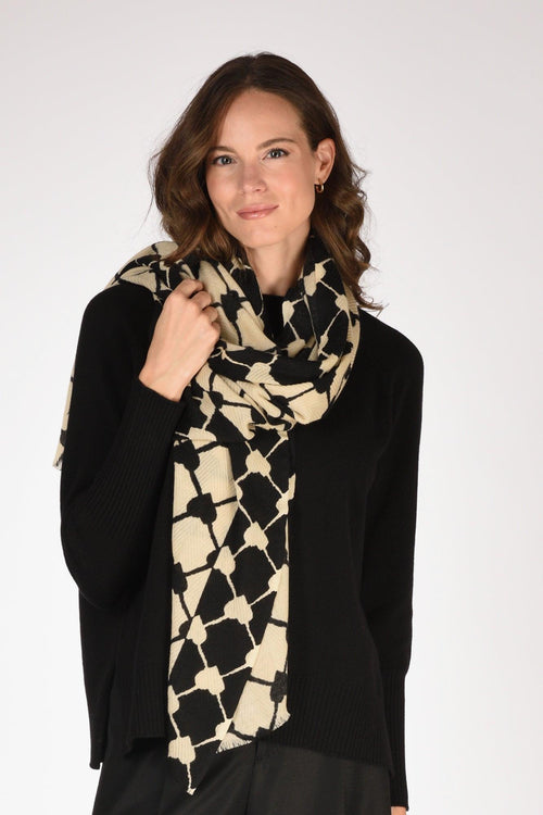 Sciarpa Stampata Nero/bianco Donna