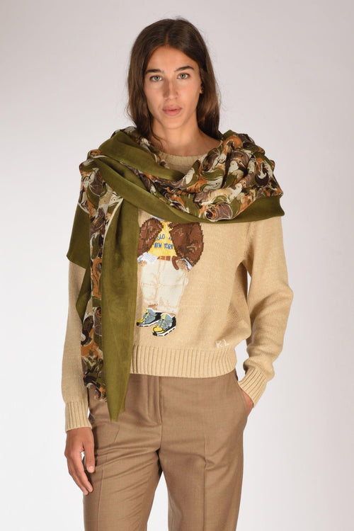 Sciarpa Stampata Verde/marrone Donna