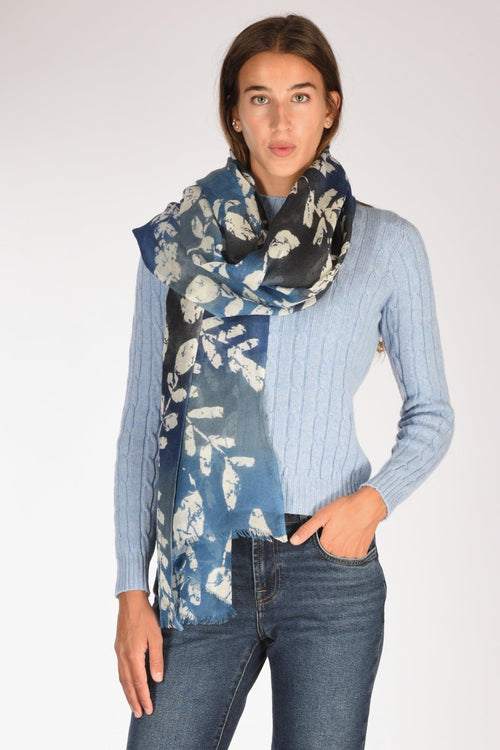 Sciarpa Stampata Blu/bianco Donna