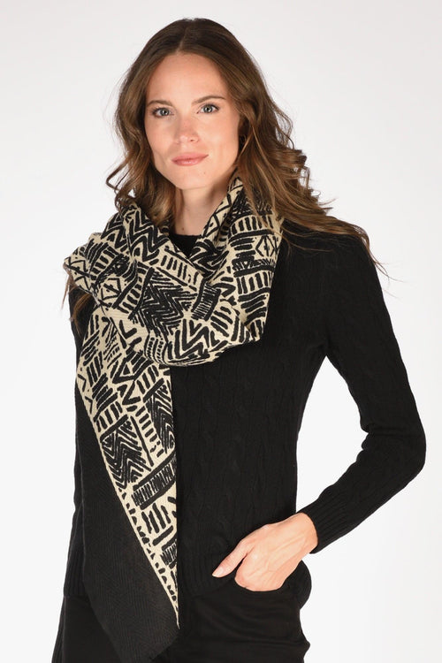 Sciarpa Stampata Nero/bianco Donna