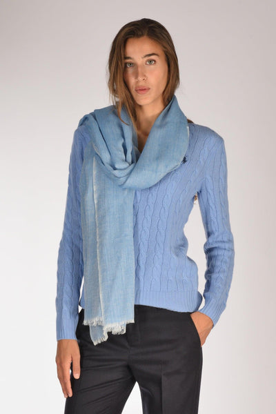 Sciarpa Stampata Blu Chiaro Donna