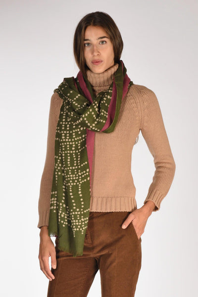 Sciarpa Stampata Verde Donna