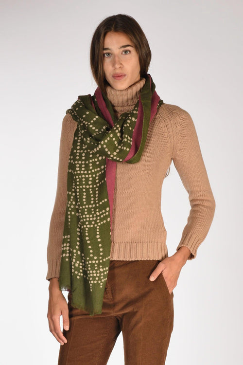 Sciarpa Stampata Verde Donna