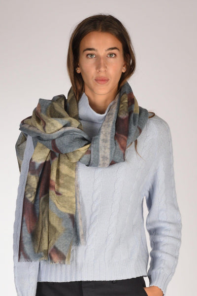 Sciarpa Stampata Azzurro/beige/bordeaux/multicolor Donna