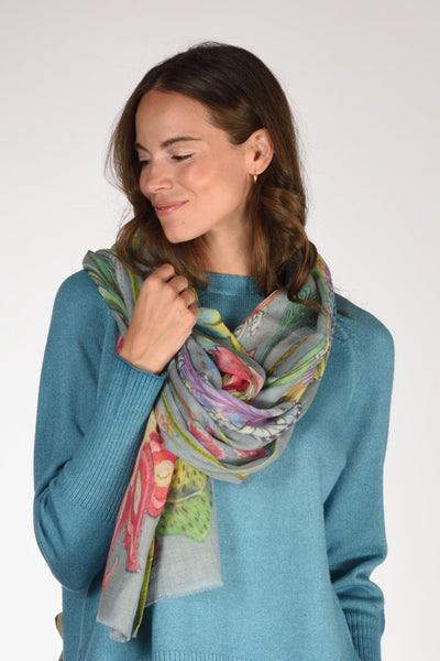 Sciarpa Stampata Azzurro/multicolor Donna