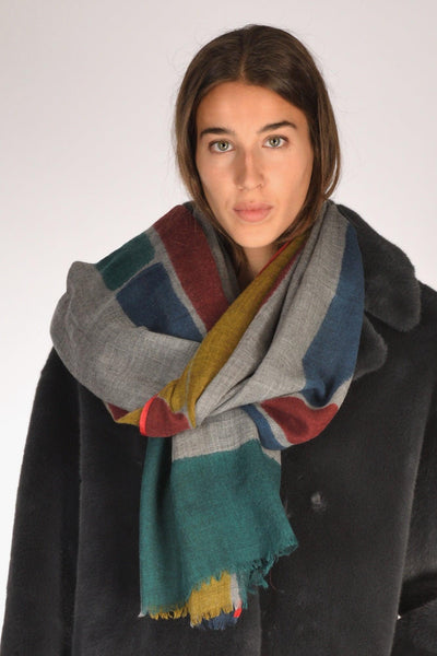 Sciarpa Stampata Grigio/multicolor Donna