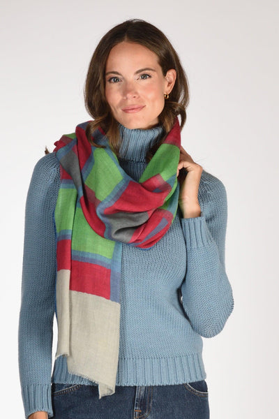 Sciarpa Stampata Fucsia/verde Donna