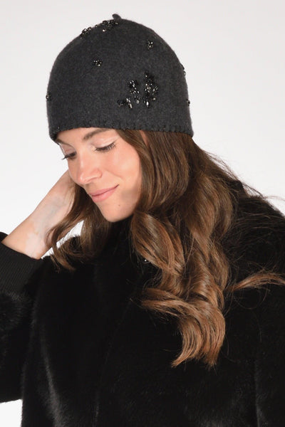 Cappello Decorato Grigio Donna
