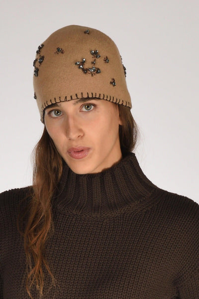 Cappello Decorato Beige Donna