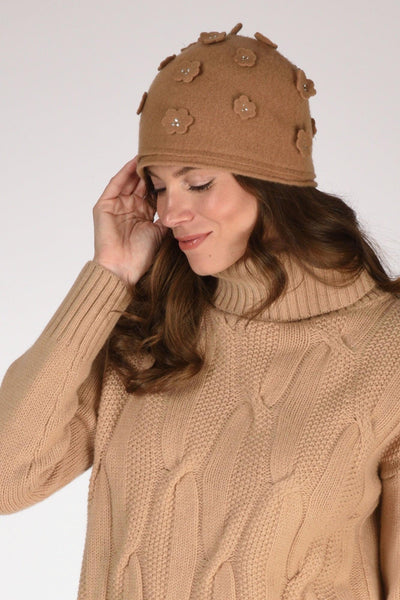 Cappello Decorato Beige Donna