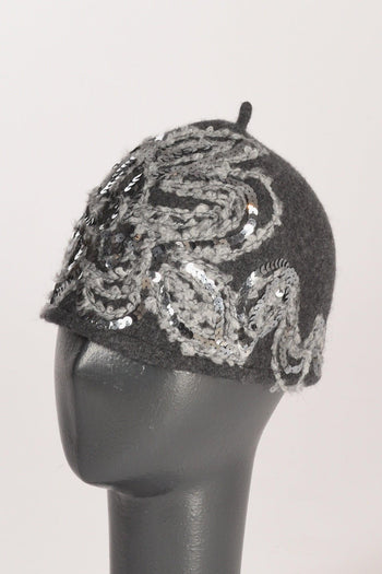 Cappello Decorato Grigio Donna - 2