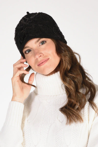 Cappello Decorato Nero Donna