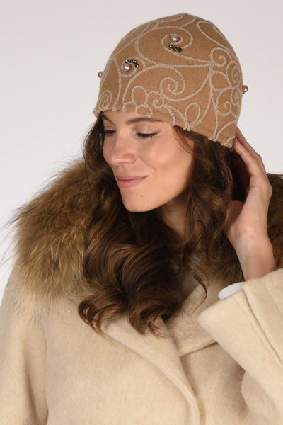Cappello Decorato Beige Donna