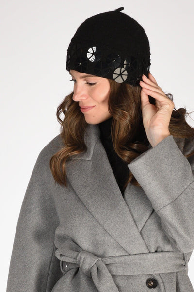 Cappello Decorato Nero Donna