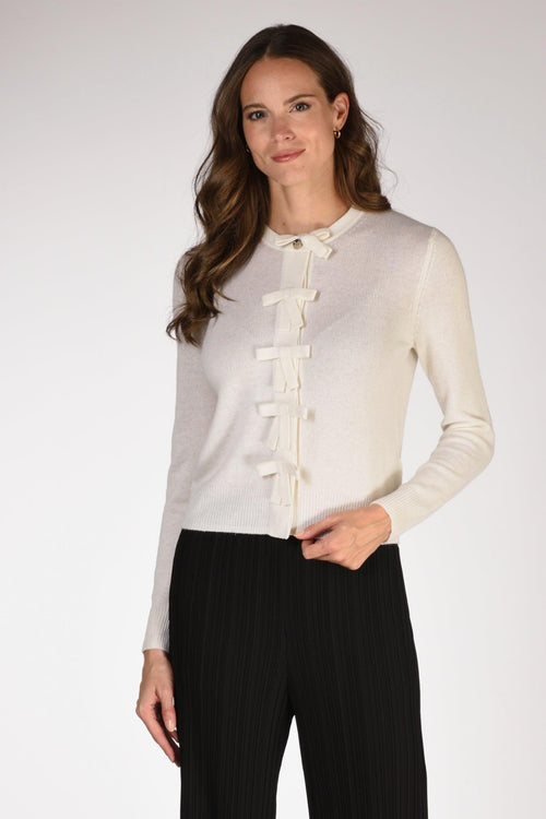 Maglia Cardigan Bianco Naturale Donna