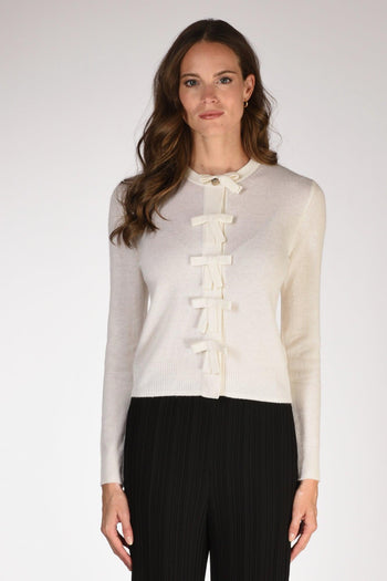 Maglia Cardigan Bianco Naturale Donna - 2