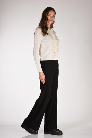 Maglia Cardigan Bianco Naturale Donna - 4