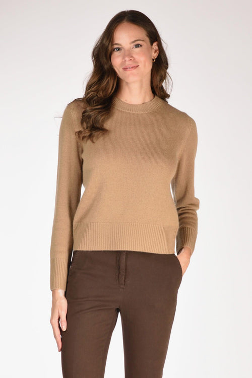 Maglia Girocollo Beige Scuro Donna