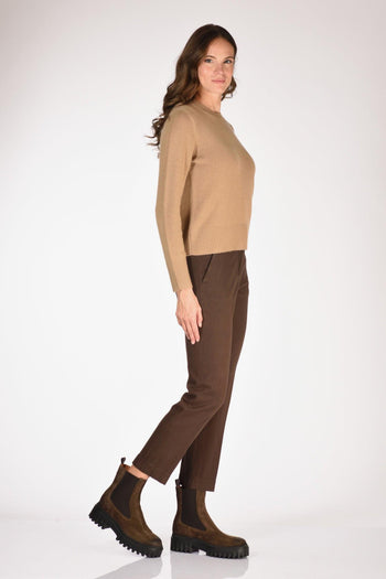 Maglia Girocollo Beige Scuro Donna - 4