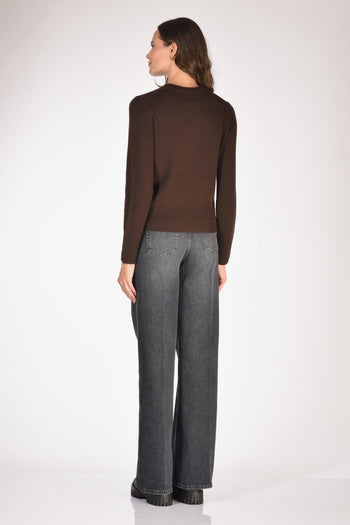 Maglia Girocollo Marrone Donna - 5