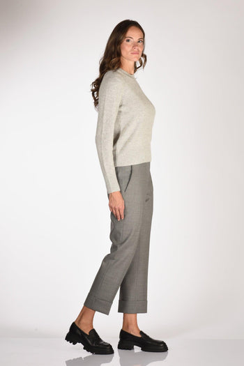 Maglia Girocollo Grigio Chiaro Donna - 4