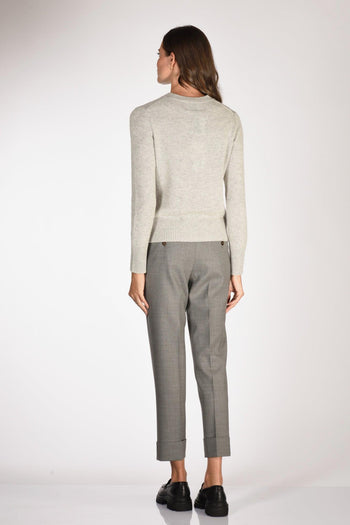 Maglia Girocollo Grigio Chiaro Donna - 5