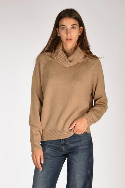 Maglia Collo Alto Beige Scuro Donna