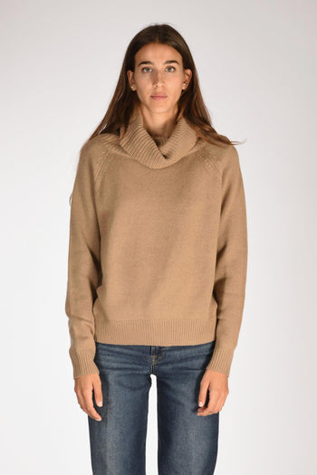 Maglia Collo Alto Beige Scuro Donna - 2