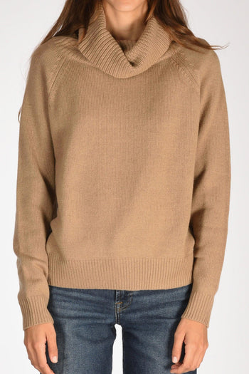 Maglia Collo Alto Beige Scuro Donna - 3