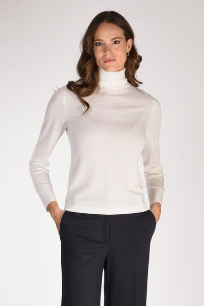 Maglia Collo Alto Bianco Naturale Donna