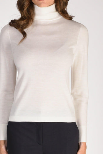 Maglia Collo Alto Bianco Naturale Donna - 3