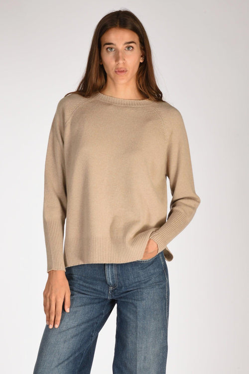 Maglia Girocollo Beige Donna