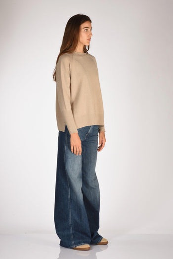 Maglia Girocollo Beige Donna - 4