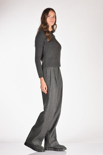 Maglia Cardigan Grigio Scuro Donna - 4