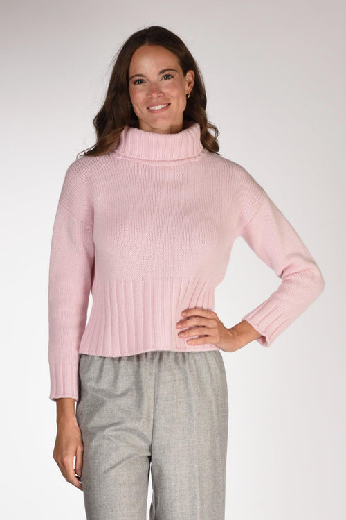 Maglia Collo Alto Rosa Donna