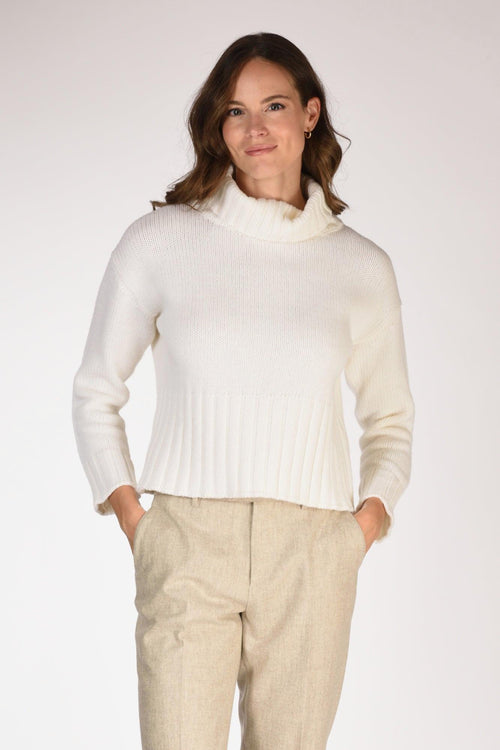 Maglia Collo Alto Bianco Donna