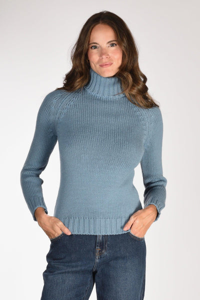 Maglia Collo Alto Azzurro Donna