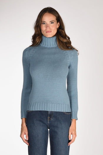 Maglia Collo Alto Azzurro Donna - 2