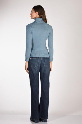 Maglia Collo Alto Azzurro Donna - 5