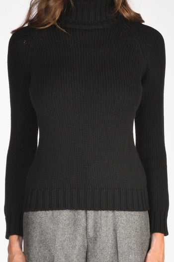 Maglia Collo Alto Nero Donna - 3