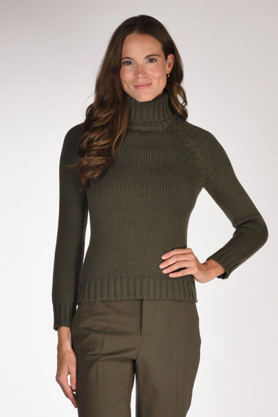 Maglia Collo Alto Verde Scuro Donna