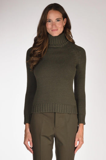 Maglia Collo Alto Verde Scuro Donna - 2